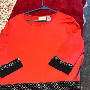 Alfred Dunner Vibrant Red Blouse with Black Trim